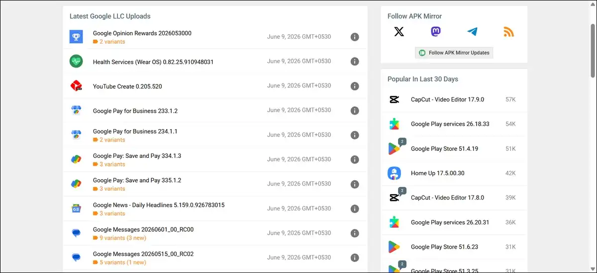 APKMirror website showing the verified safe download button for a Google Play Services APK file.