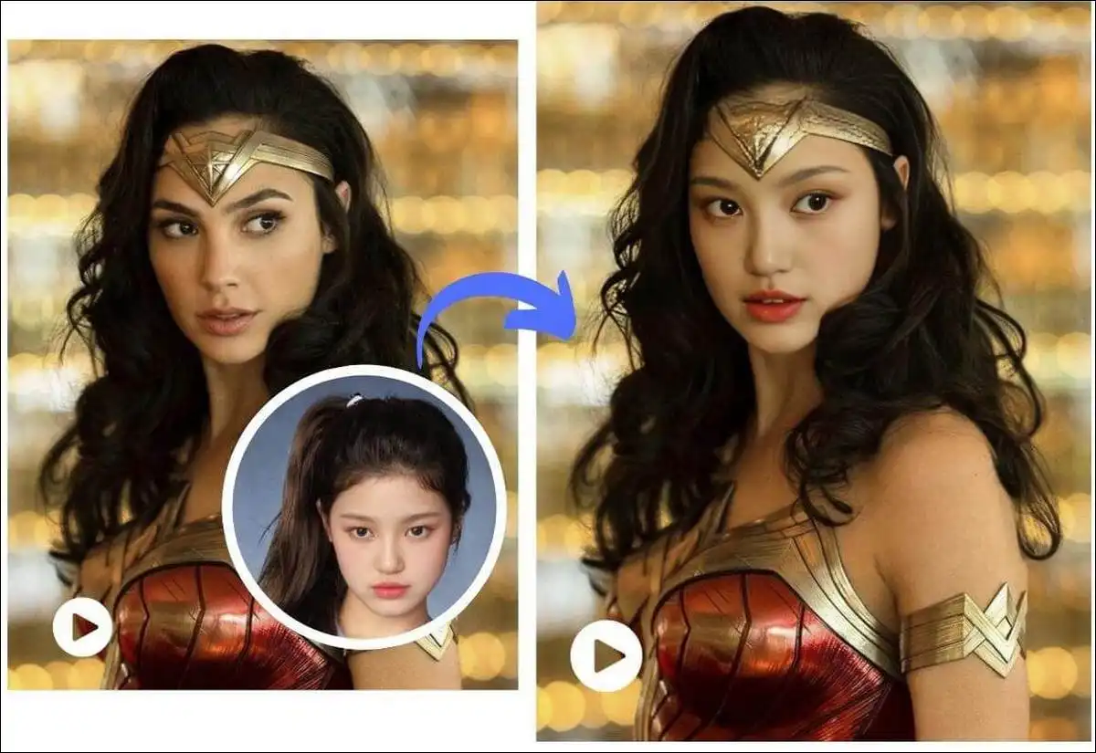 Example frames of text-to-video and face-swapped video output from Remaker AI
