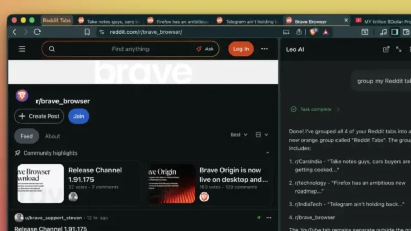 Brave Tests AI Tab Management in Nightly Build, Letting Users Reorganize Open Tabs by Chat