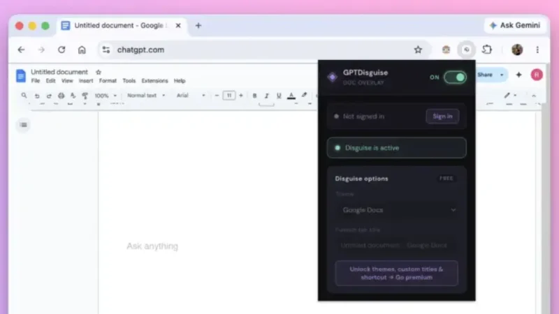 Chrome Extension Masks ChatGPT, Claude and Gemini as Google Docs to Hide AI Use