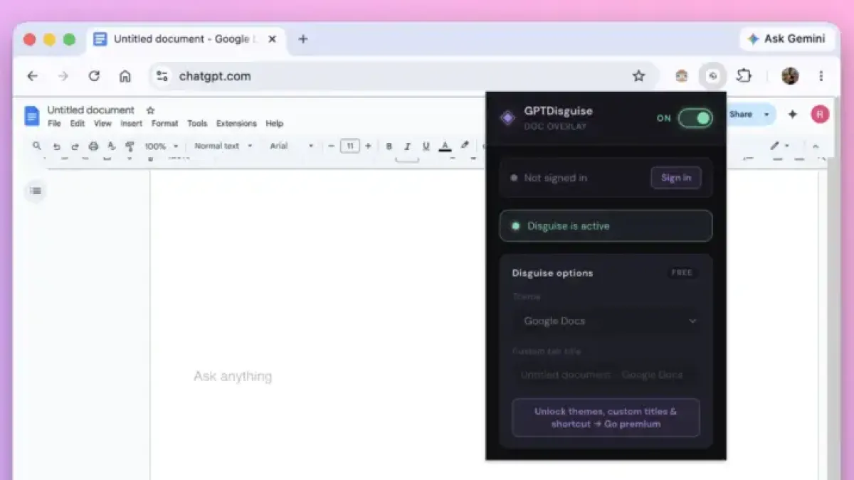 Chrome Extension Masks ChatGPT, Claude and Gemini as Google Docs to Hide AI Use