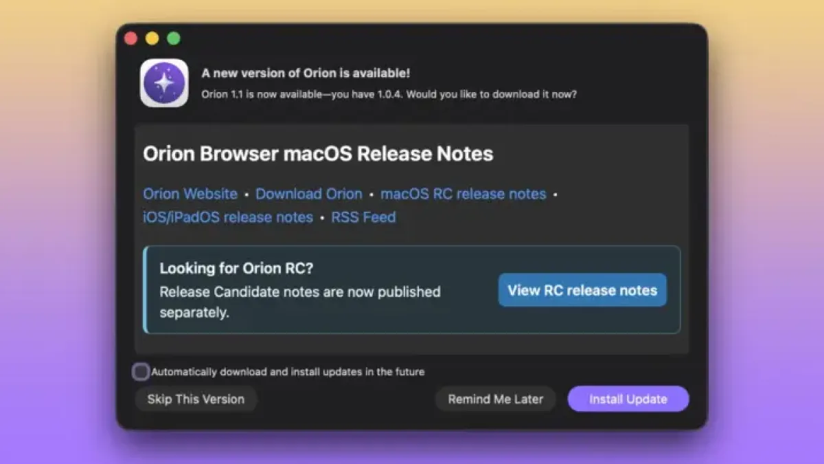 Kagi Ships Orion Browser 1.1 for Mac With Native Tab Containers and Paid Window Borders