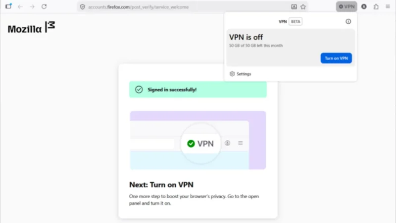 Mozilla Adds Free Built-In VPN to Firefox With 50GB Monthly Cap, Limited Country Rollout