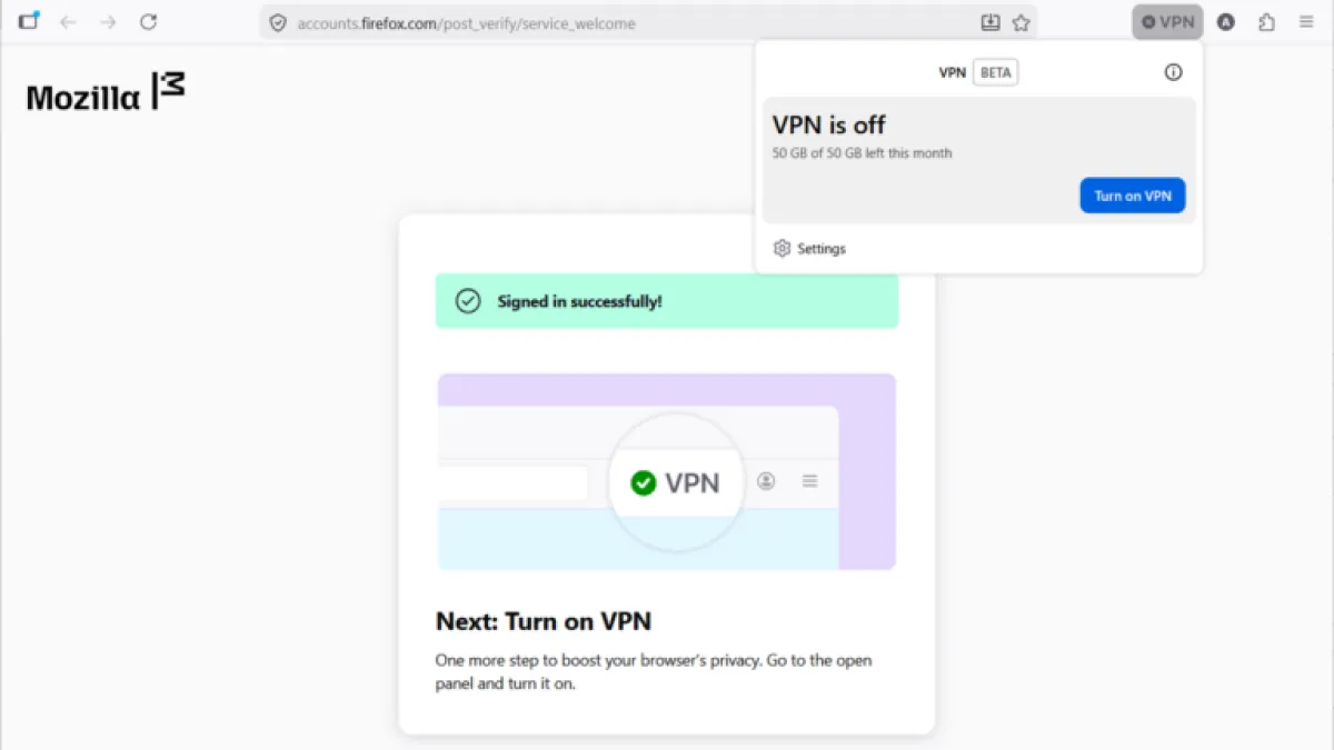 Mozilla Adds Free Built-In VPN to Firefox With 50GB Monthly Cap, Limited Country Rollout