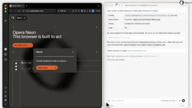 Opera Neon Releases CLI Tool Letting AI Coding Agents Control the Browser Directly