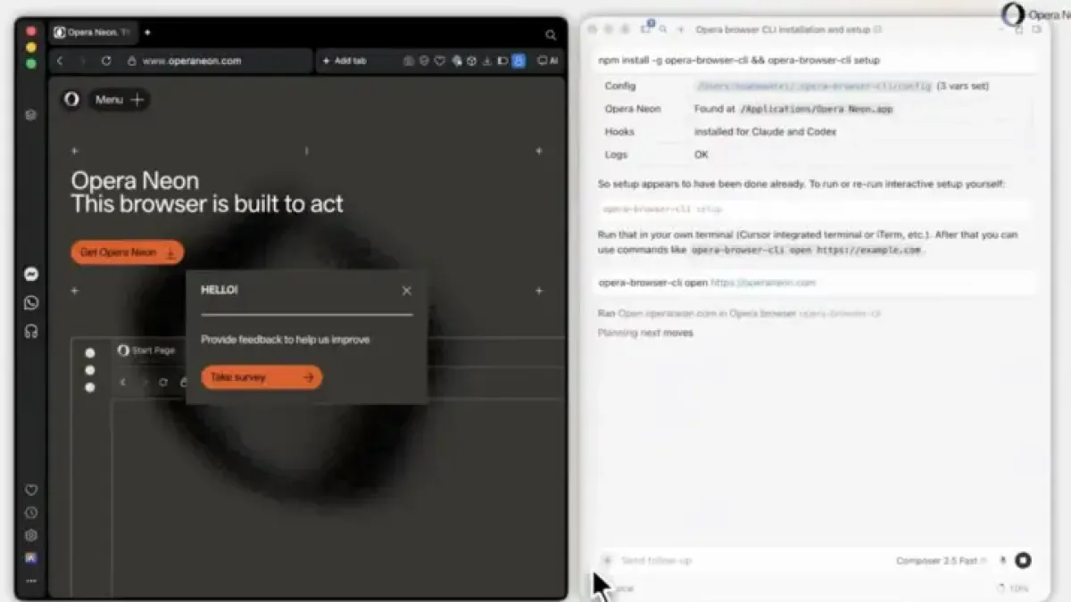 Opera Neon Releases CLI Tool Letting AI Coding Agents Control the Browser Directly